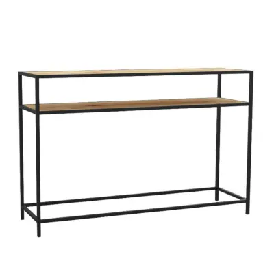 ACT NORDIC Seaford konsolbord, med 1 hylla - papper vild och svart metall (120x35)