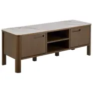 ACT NORDIC Southampton TV-bord, Skiva krämpolerad keramik, Stomme, 2 dörrar, Hylla och stomme rökfärgad lackad ekfaner med organisk kant ochöppen yta, 120x40x45 cm