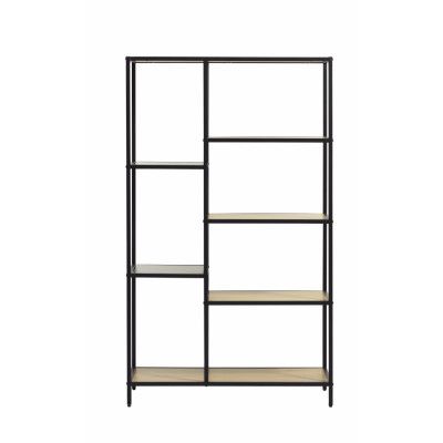 Altino bokhylla, m. 5 hyllor - naturlig vild ekmelamin och svartmetall (H:146)
