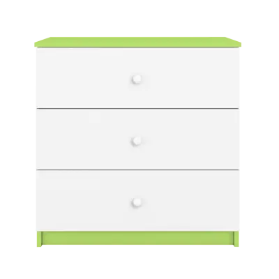 Babydreams barnbyrå, med 3 lådor - vit och grön laminat