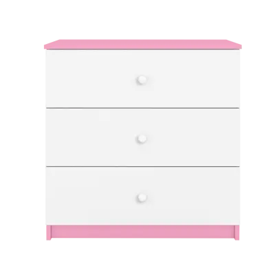 Babydreams barnbyrå, med 3 lådor - vit och rosa laminat