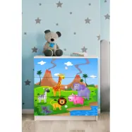 Babydreams barnbyrå med safaridjur, med 3 lådor - vit laminat