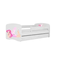 Babydreams juniorsäng med fe med vingar, med madrass, stödbräda, låda - vit laminat (140x70)
