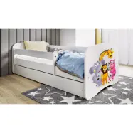 Babydreams juniorsäng med zoodjur, med madrass, stödbräda, låda - vit laminat (160x80)