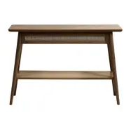 Barrali konsolbord, med 1 hylla och 1 låda - rotting och rökt ekfanér/ek (110x40)