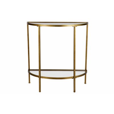 WOOOD Collection sidobord, w. 1 hylla - glas och antikt mässingsjärn (38x76)