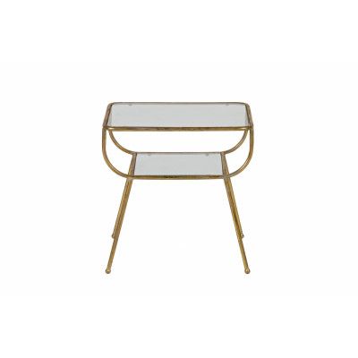 WOOOD Fantastiskt sidobord, m. 1 hylla - glas och antikt mässingsjärn (47x40,5)