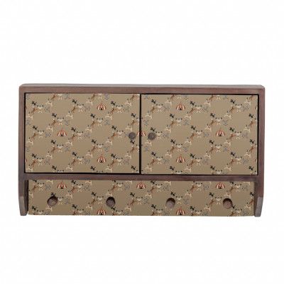 BLOOMINGVILLE MINI Finbar bokhylla, m. 2 dörrar och 4 krokar - brunt mangoträ och MDF