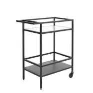 Bronco rullbord, m. 1 hylla - räfflat glas och svart metall (70x42)