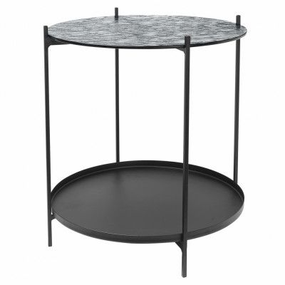 BROSTE COPENHAGEN Tristan Sidobord med Hylla - Glas och Svart Järn