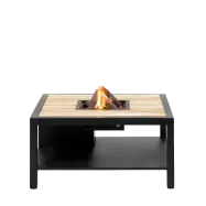 COSI FIRES Cosiflow fyrkantigt eldbord, fyrkantigt - naturligt teak och antracitgrå aluminium (100x100)