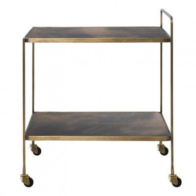 COSY LIVING Anne barbord, m. 1 hylla - brunt glas och antik mässing