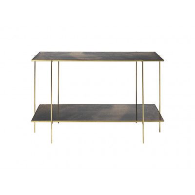 COSY LIVING Anne konsolbord, m. 1 hylla - brunt glas och antik mässing