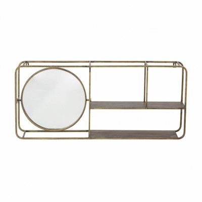 CREATIVE COLLECTION Osvald Väggspegel, med Hylla - Spegelglas, MDF och Guldmetall