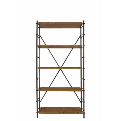 DUTCHBONE Bokhylla i järn, w. 4 hyllor - naturligt trä och järn