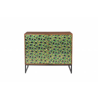 DUTCHBONE Meena skänk, m. 2 dörrar och 1 hylla - flerfärgat och brunt mangoträ