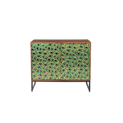 DUTCHBONE Meena skänk, m. 2 dörrar och 1 hylla - flerfärgat och brunt mangoträ