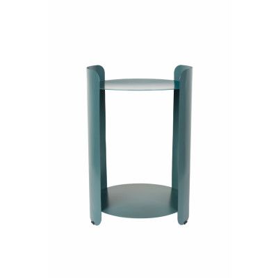 DUTCHBONE Navagio sidobord, w. 1 hylla, rund - blå metall (Ø31)