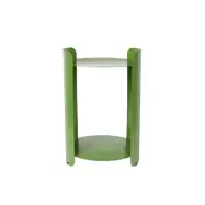 DUTCHBONE Navagio sidobord, w. 1 hylla, rund - grön metall (Ø31)