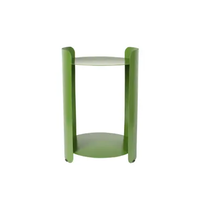 DUTCHBONE Navagio sidobord, w. 1 hylla, rund - grön metall (Ø31)