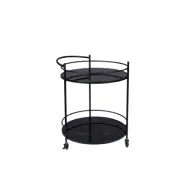 DUTCHBONE Solos rullbord, med hylla och hjul - svart glas och j&auml;rn