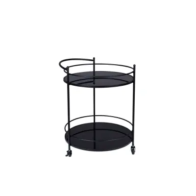 DUTCHBONE Solos rullbord, med hylla och hjul - svart glas och järn