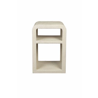 DUTCHBONE Veda sängbord, m. 1 hylla - beigeåtervunnen marmor (60x40)