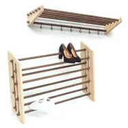 entréset med hatthylla och skohylla - natur/brun ek (B: 98 cm)