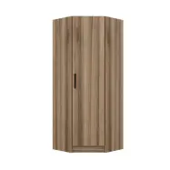 FUNZI LIVING 210 hörngarderob, w. 1 dörr, 1 hylla - valnötsfärgad melamin