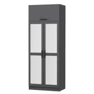 FUNZI LIVING 2224 garderob, m spegel, 3 dörrar, 1 hylla, 2 hängstänger, 1 fack - antracitgrå.