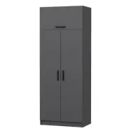 FUNZI LIVING 2229 garderob, w. 3 dörrar, 1 hylla, 2 hängstänger, 1 fack - antracitgrå melamin