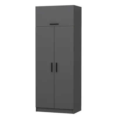 FUNZI LIVING 2229 garderob, w. 3 dörrar, 1 hylla, 2 hängstänger, 1 fack - antracitgrå melamin