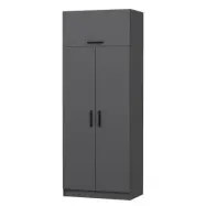 FUNZI LIVING 2230 garderob, w. 3 dörrar, 1 hylla, 2 hängstänger, 1 fack - antracitgrå melamin