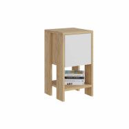 FUNZI LIVING Ema sängbord, med 1 dörr och 1 hylla - safir ek och vit melamin (30x30)