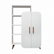 FUNZI LIVING Form bokhylla, w. 2 luckor och 5 hyllor - vit melamin