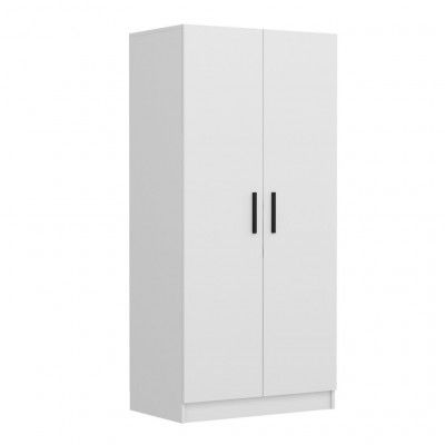 FUNZI LIVING Kales 190 garderob, m. 2 dörrar, 1 hylla, 2 hängstänger - vit melamin