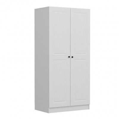 FUNZI LIVING Kales Membran 190 garderob, w. 2 dörrar, 1 hylla, 2 hängstänger - vit melamin
