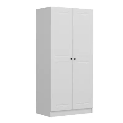 FUNZI LIVING Kales Membran 210 garderob, w. 2 dörrar, 1 hylla, 2 hängstänger - vit melamin