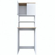 FUNZI LIVING KD101 tvättmaskinskåp, w. 2 dörrar och 1 hylla, rektangulär - valnöt och vit melamin (65x60)