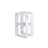 FUNZI LIVING Lonie sängbord, m. 1 hylla - Carrara marmor melamin (30x30)