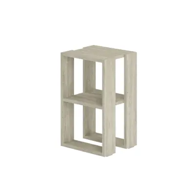 FUNZI LIVING Lonie sängbord, m. 1 hylla - travertinmelamin (30x30)