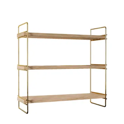 FUNZI LIVING Masa bokhylla, m. 3 hyllor - brunt trä och guldmetall