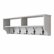 FUNZI LIVING P2 hatthylla, w. 5 krokar - vit melamin