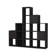 FUNZI LIVING Paleo bokhylla, med 3 dörrar - svart melamin