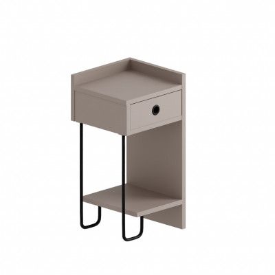 FUNZI LIVING Sirius sängbord, höger, w. 1 hylla och 1 låda - lätt mockamelamin (32x30)