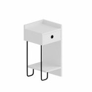 FUNZI LIVING Sirius sängbord, höger, w. 1 hylla och 1 låda vit melamin (32x30)