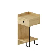 FUNZI LIVING Sirius sängbord, vänster, w. 1 hylla och 1 låda - ekmelamin (32x30)