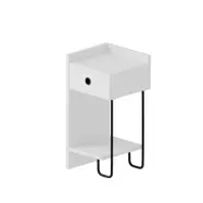FUNZI LIVING Sirius sängbord, vänster, w. 1 hylla och 1 låda - vit melamin (32x30)