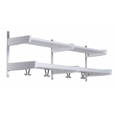 FURBO Meja dubbel hatthylla - svart/natur/vit och stål, w. 2 hyllor och 8 krokar