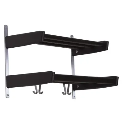 FURBO Meja dubbel hatthylla, w. 2 hyllor och 4 krokar - ek och stål